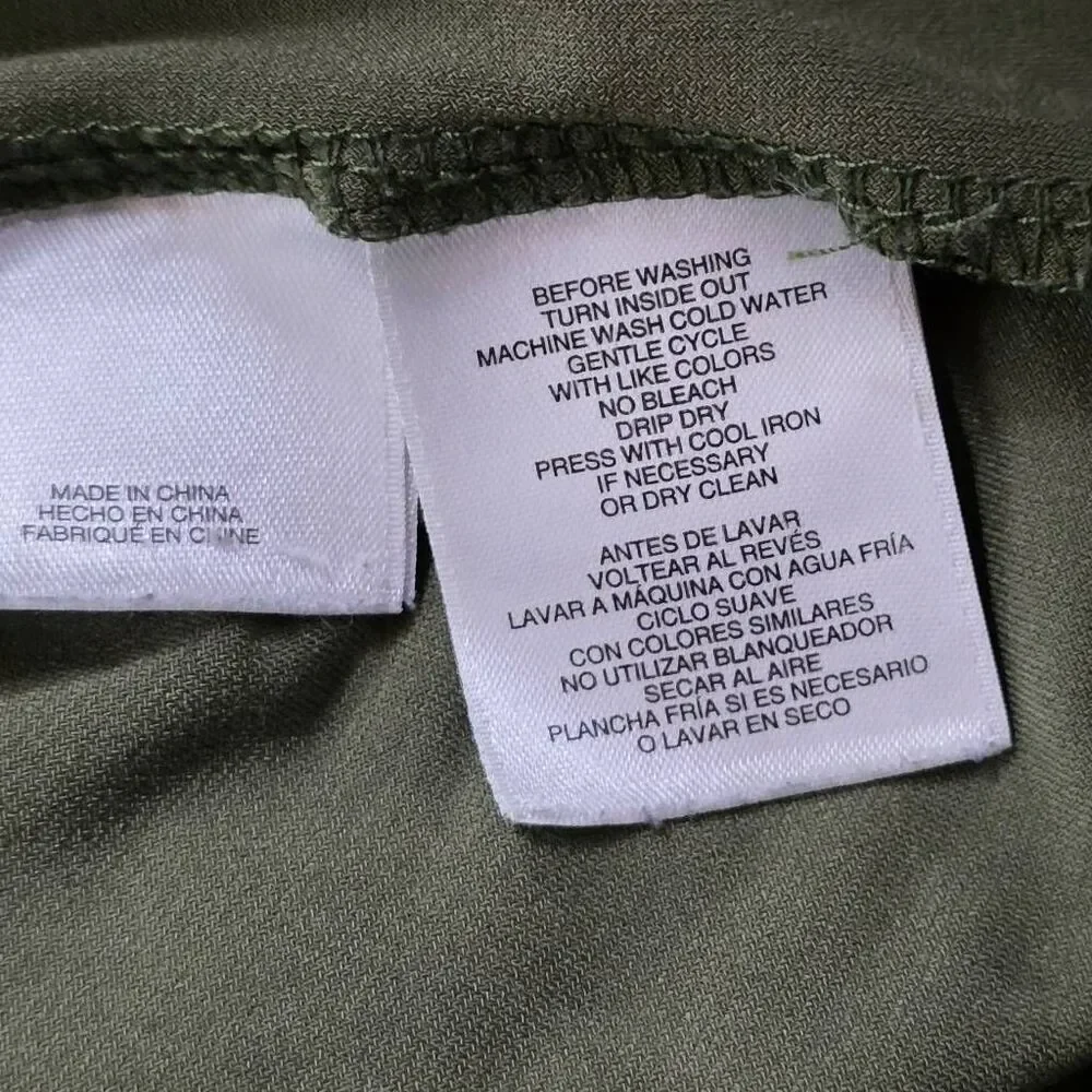 Anne Klein Olive Ruffle Blouse Keyhole Small - Picture 6 of 7
